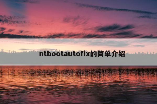 ntbootautofix的简单介绍