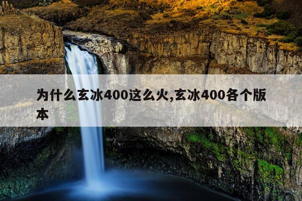 为什么玄冰400这么火,玄冰400各个版本