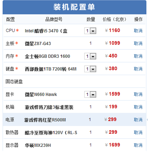 装机配置