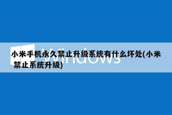 小米手机永久禁止升级系统有什么坏处(小米 禁止系统升级)