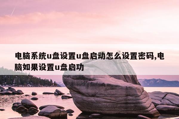 电脑系统u盘设置u盘启动怎么设置密码,电脑如果设置u盘启功