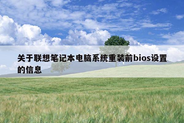 关于联想笔记本电脑系统重装前bios设置的信息