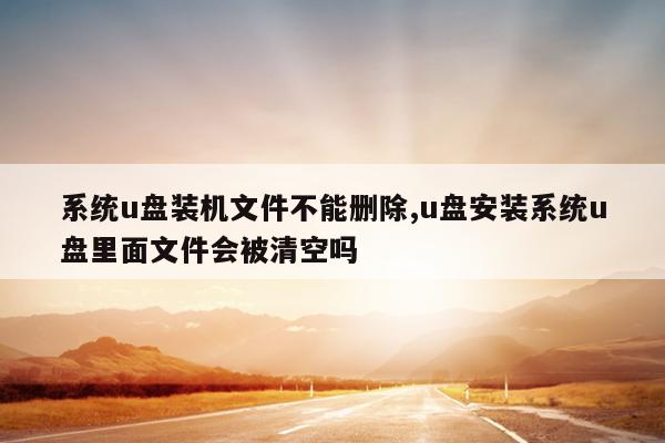 系统u盘装机文件不能删除,u盘安装系统u盘里面文件会被清空吗